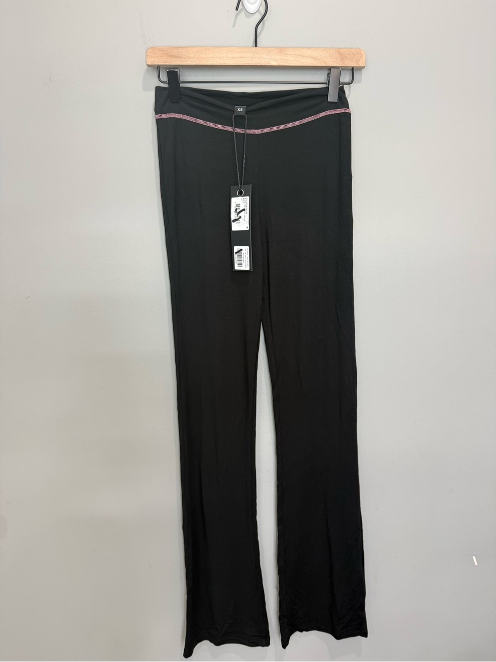 I.AM.GIA Blare Trackpant Black Pink Logo Flare Pants XS NWT